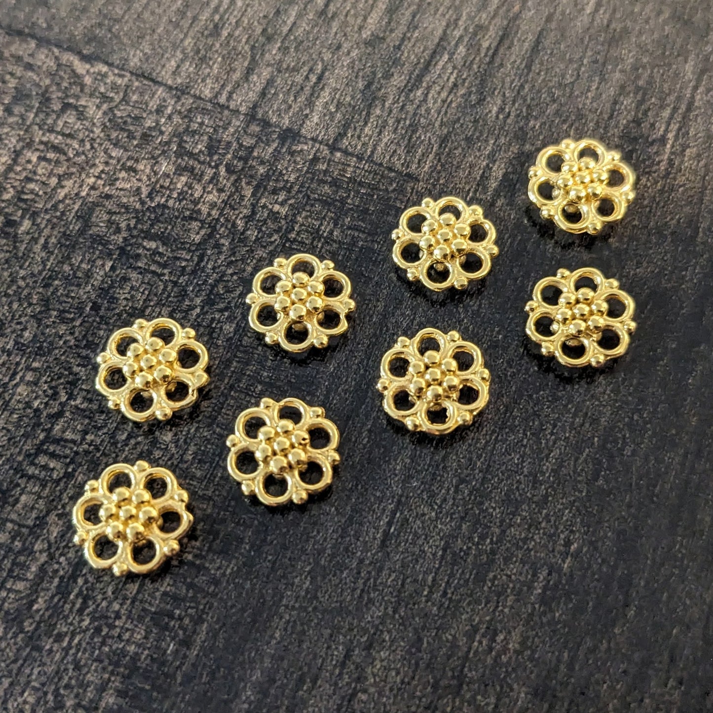 Bali Flower Links, 9mm wide (3.5mm thick), double-sided - sold individually