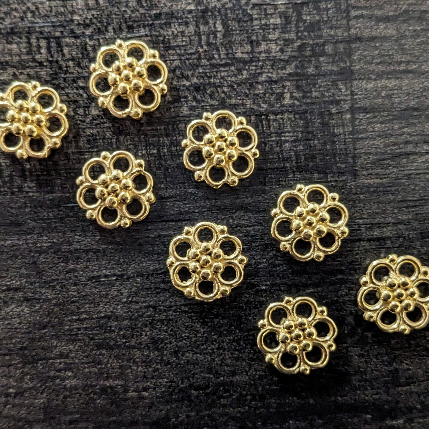 Bali Flower Links, 9mm wide (3.5mm thick), double-sided - sold individually