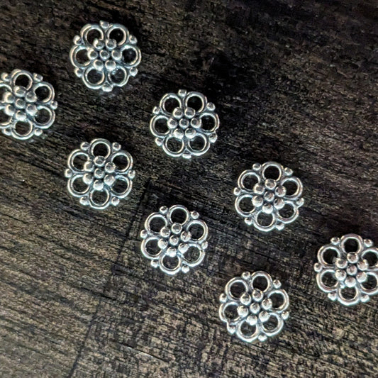 Bali Flower Links, 9mm wide (3.5mm thick), double-sided - sold individually