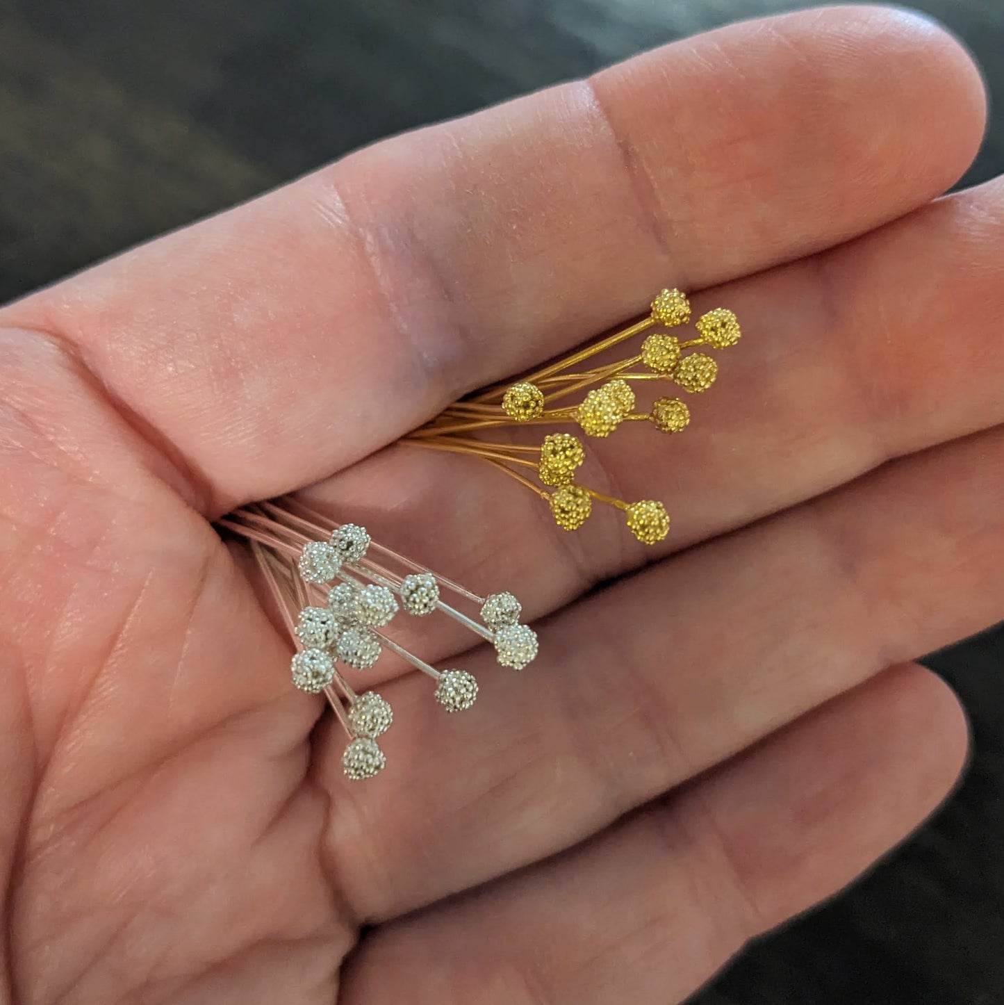 Bali Granulated Ball Headpins, 24 gauge, 65mm long, 3mm head - sold by the pair