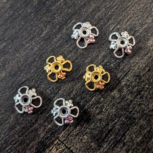REDUCED Bali Grapes Bead Caps Artisan-made supplies, 4.6mm x 8.5mm - sold by the pair