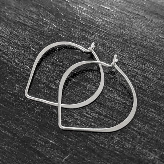 Bali Lotus Hoop Earrings, 25mm x 22mm, 20 gauge - sold by the pair