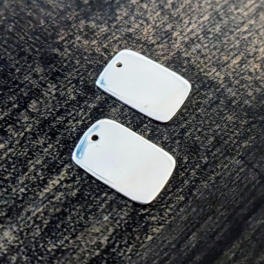 Bali Blank Rectangle Tag, Sterling Silver, 9.2mm x 14mm, 20 gauge thick (0.7 mm hole) - sold individually
