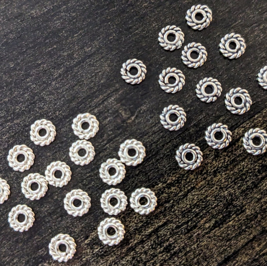 Bali Rope Twist Spacer Beads, 4.9mm x 1.2mm (1.5mm hole) - sold individually