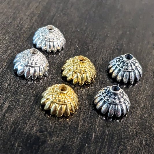 CLEARANCE Bali Sunflower Bead Caps, 9.5mm x 5.5mm - sold by the pair