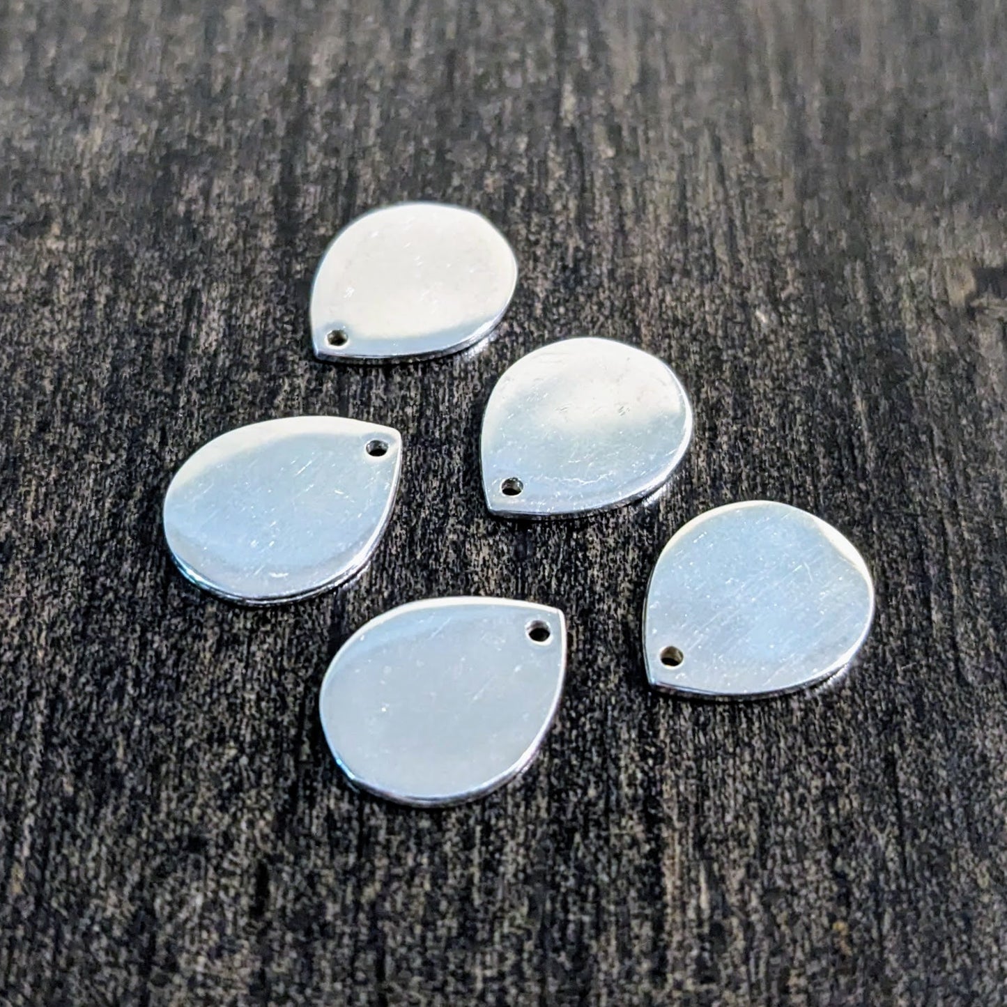 Bali Blank Rounded Teardrop Tag, Sterling Silver, 9.5mm x 12mm, 20 gauge thick (0.7 mm hole) - sold individually