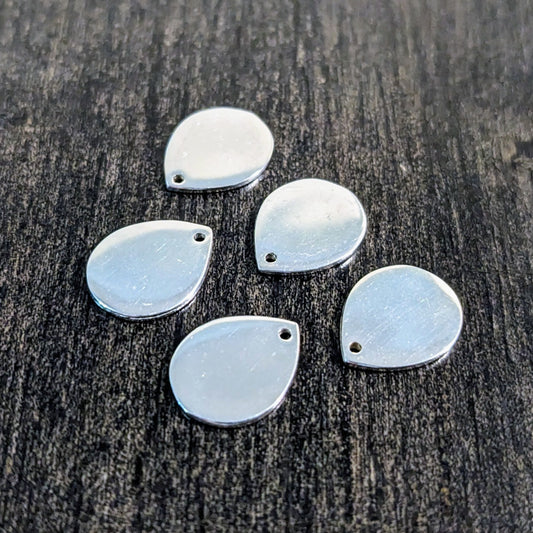 Bali Blank Rounded Teardrop Tag, Sterling Silver, 9.5mm x 12mm, 20 gauge thick (0.7 mm hole) - sold individually