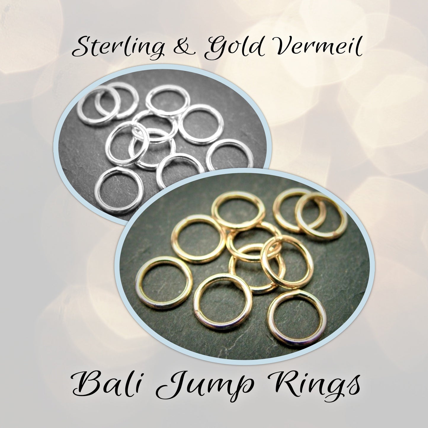 Bali Round Jump Rings in sterling or gold vermeil - sold in sets of 10