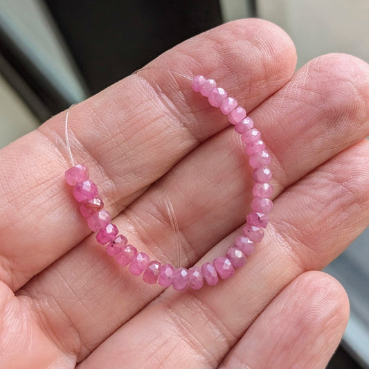 CLEARANCE Multi-Pink Sapphire Faceted Rondelles, 2-3/4 inch strand, 2.8-3.8mm