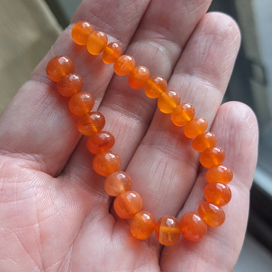 Orange Carnelian Smooth Rondelles, 25 beads, 5-6mm diameter