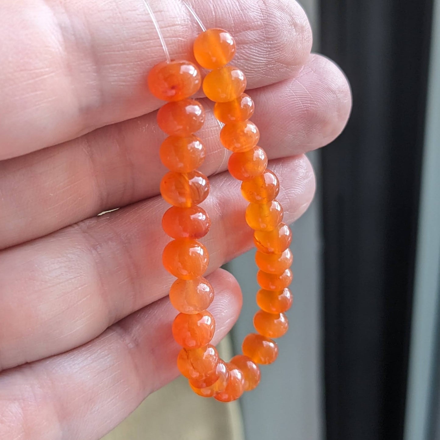 Orange Carnelian Smooth Rondelles, 25 beads, 5-6mm diameter