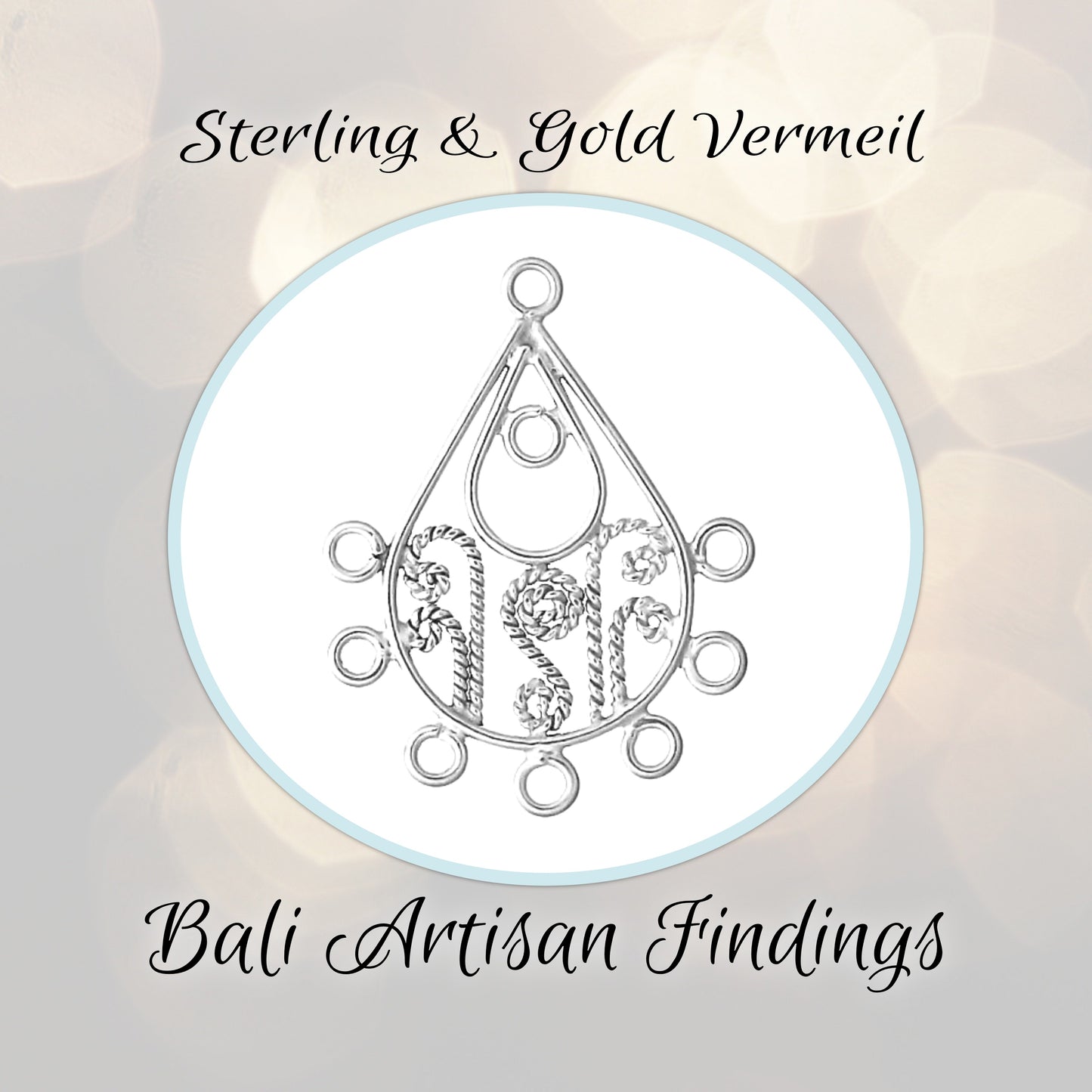 CLEARANCE Bali Ornate Teardrop Chandelier, 23mm x 29mm - sold by the pair
