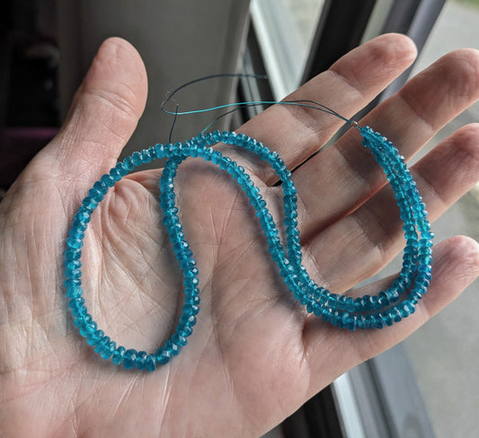 Neon Blue Apatite Faceted Rondelle Beads, Choose a size & strand length