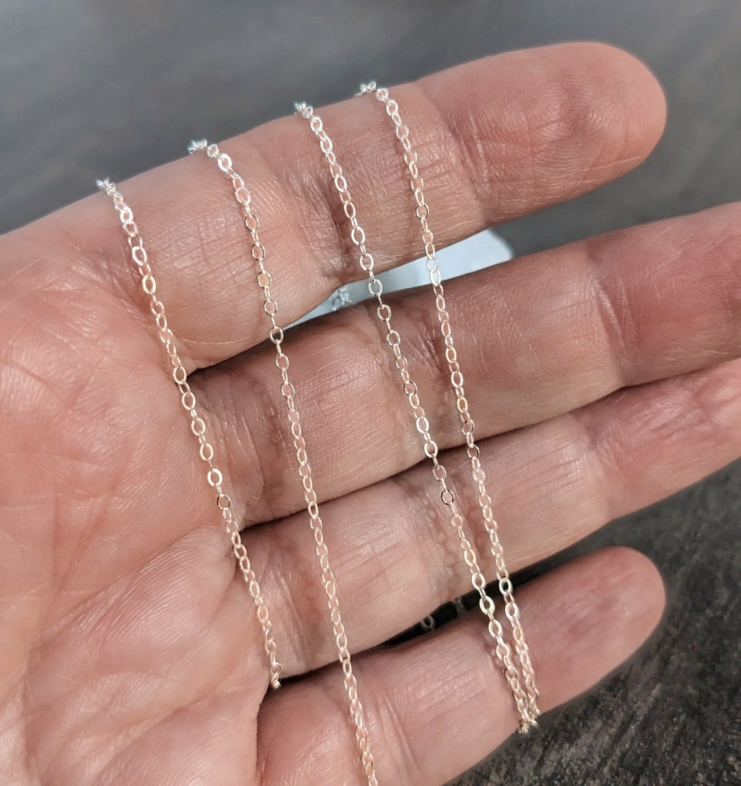 Sterling Silver Flat Cable Chain, 1.3mm, bright or oxidized, unfinished bulk chain - sold by the inch