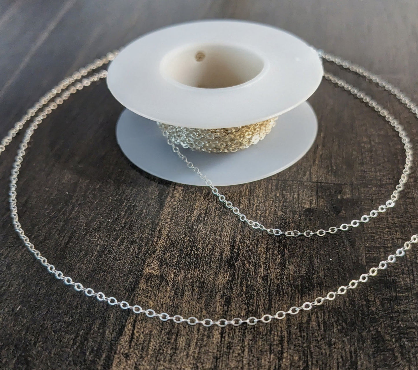 Sterling Silver Flat Cable Chain, 1.3mm, bright or oxidized, unfinished bulk chain - sold by the inch