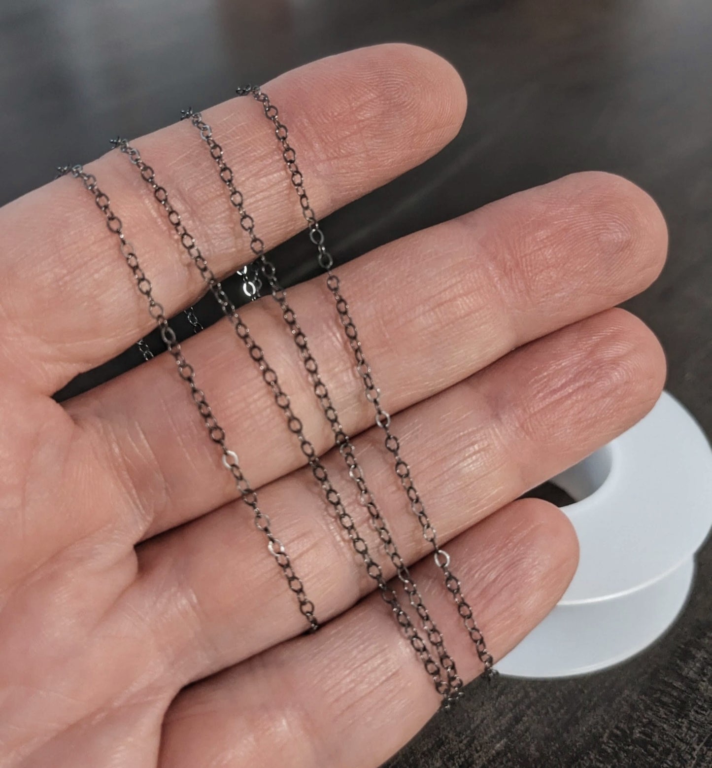Sterling Silver Flat Cable Chain, 1.3mm, bright or oxidized, unfinished bulk chain - sold by the inch