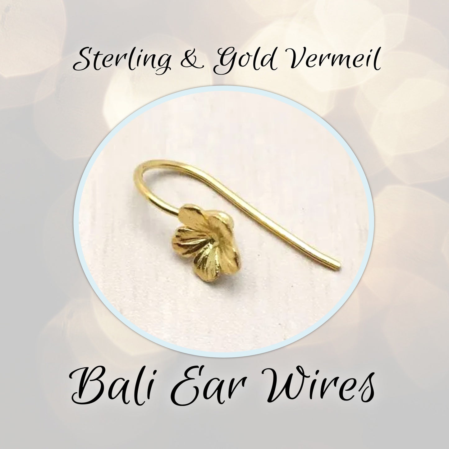 CLEARANCE Bali Plumeria Flower Ear Wires, 20mm long, 7mm flower, 20 gauge - sold by the pair