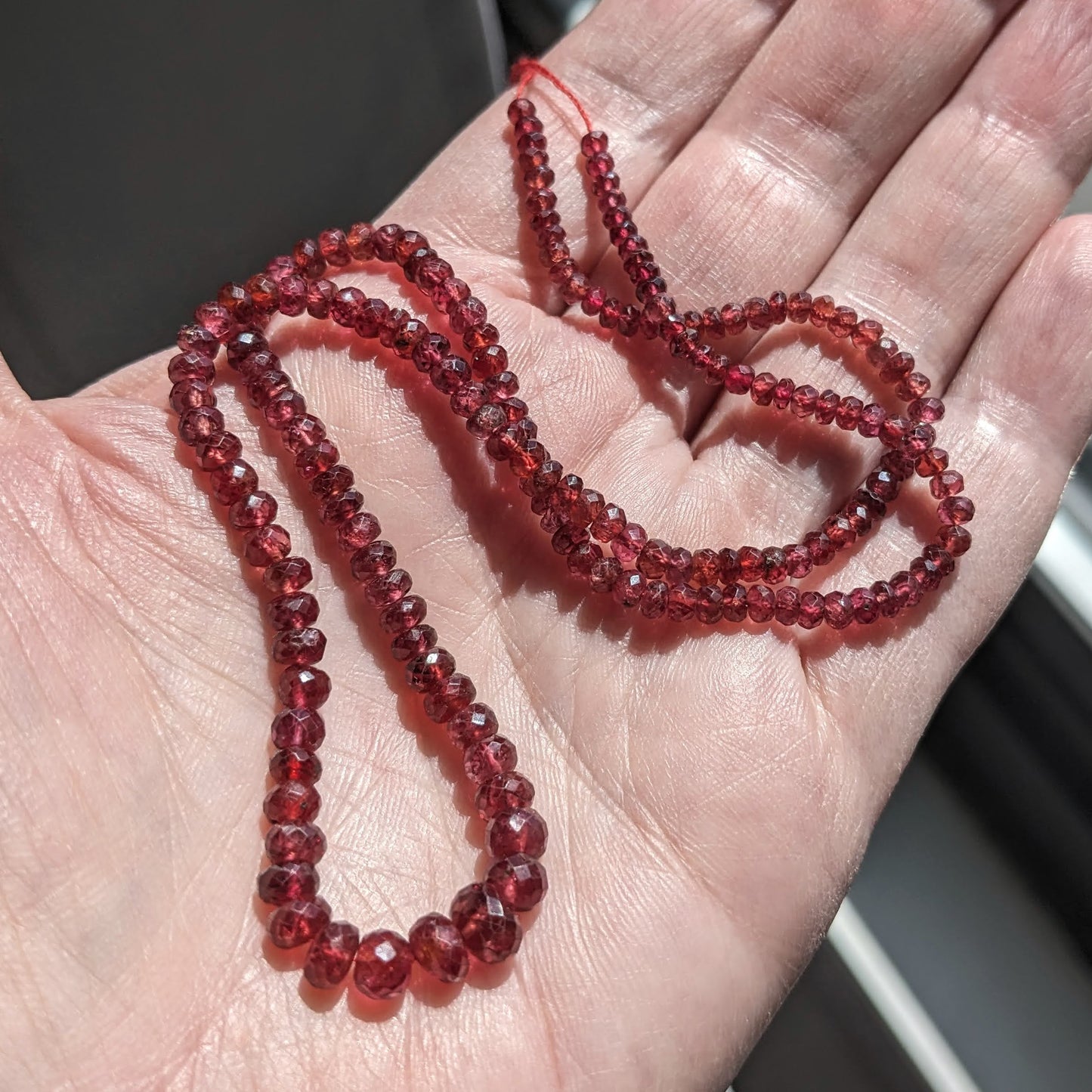 Crimson Red Spinel Faceted Rondelle Beads - 1/4 strand (4 inches long)