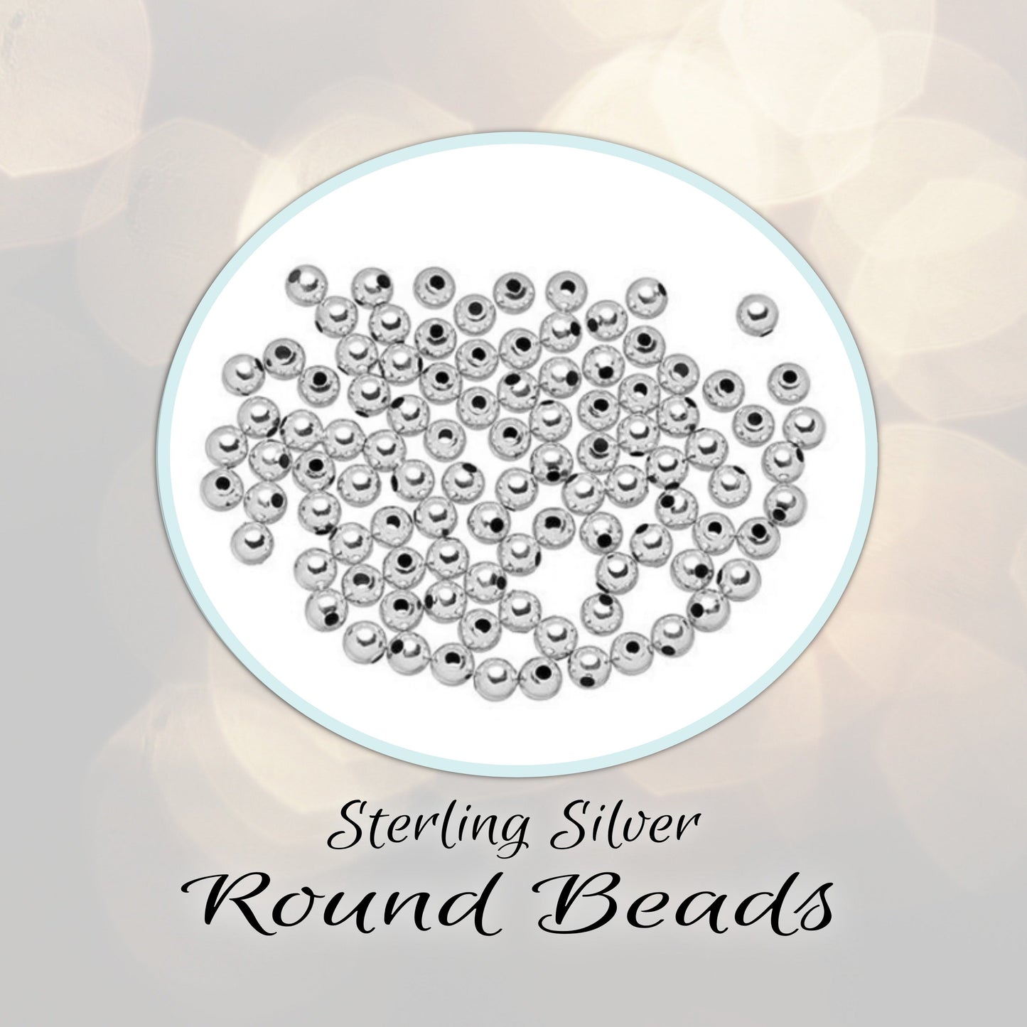 2.5mm, 3mm or 4mm Round Seamless Beads in sterling silver - sold in sets of 10