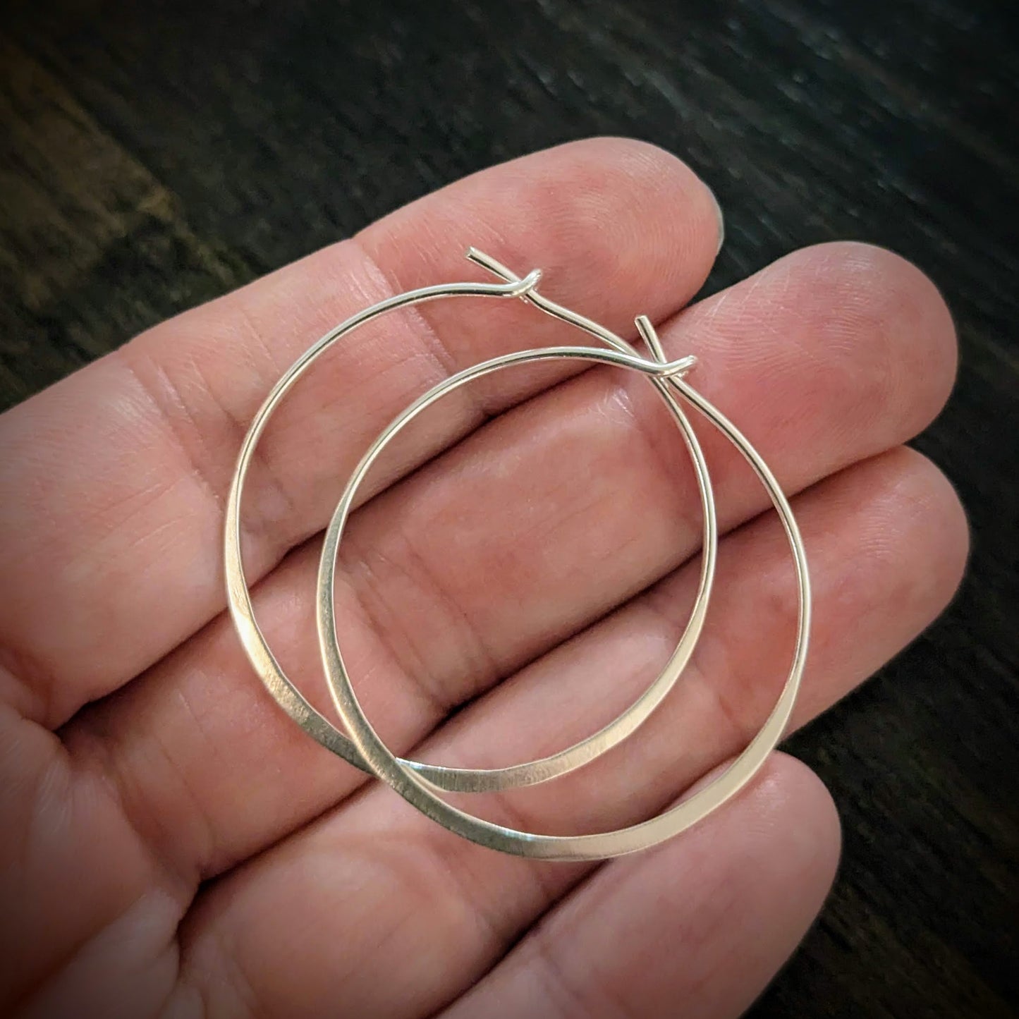 Bali Hammered Hoop Earrings, 25mm or 35mm sizes, 20 gauge - sold by the pair