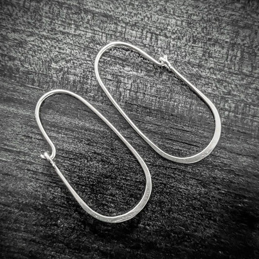 Bali Oval Hoop Earrings, 32mm x 15.5mm, 20 gauge - sold by the pair