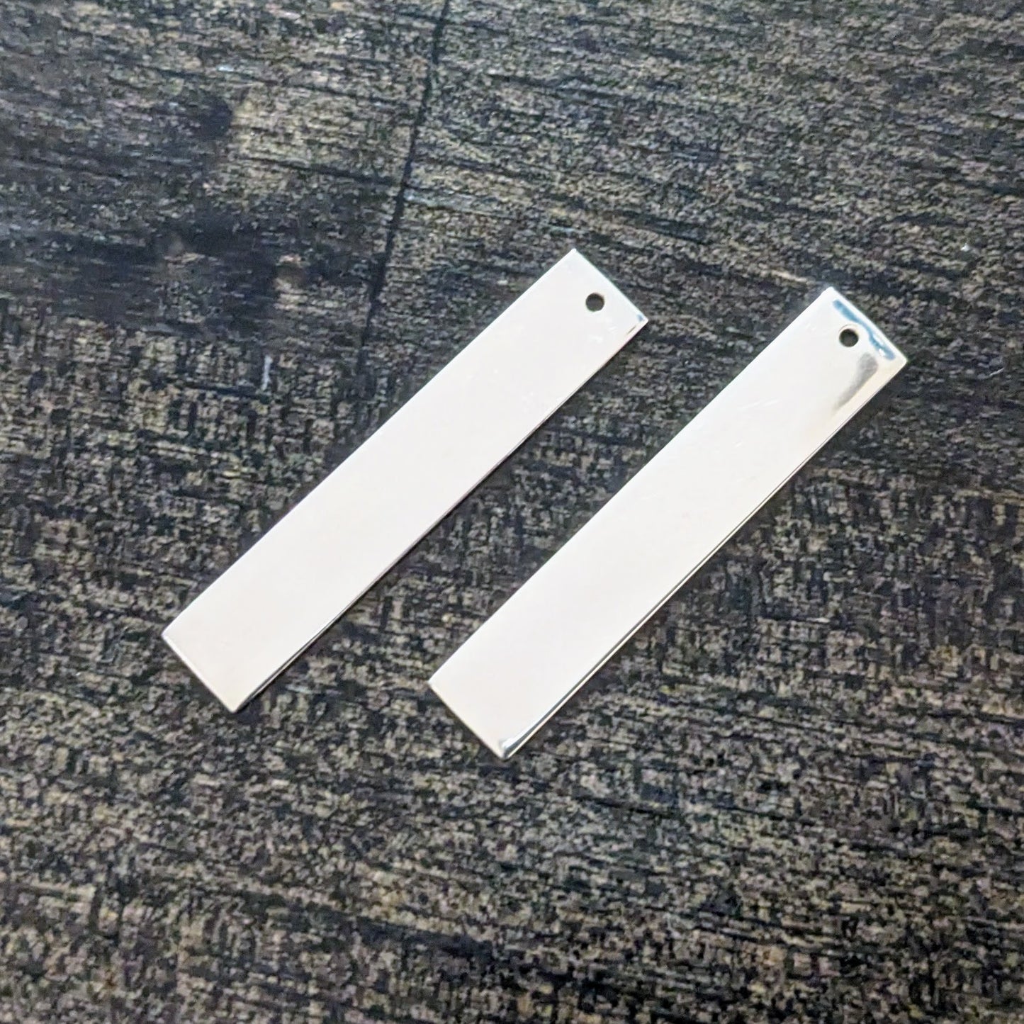 NEW! Stamping Blank, Sterling Silver, 24 gauge, 29mm long by 5.5mm high, RECTANGLE with (1) 0.9mm hole