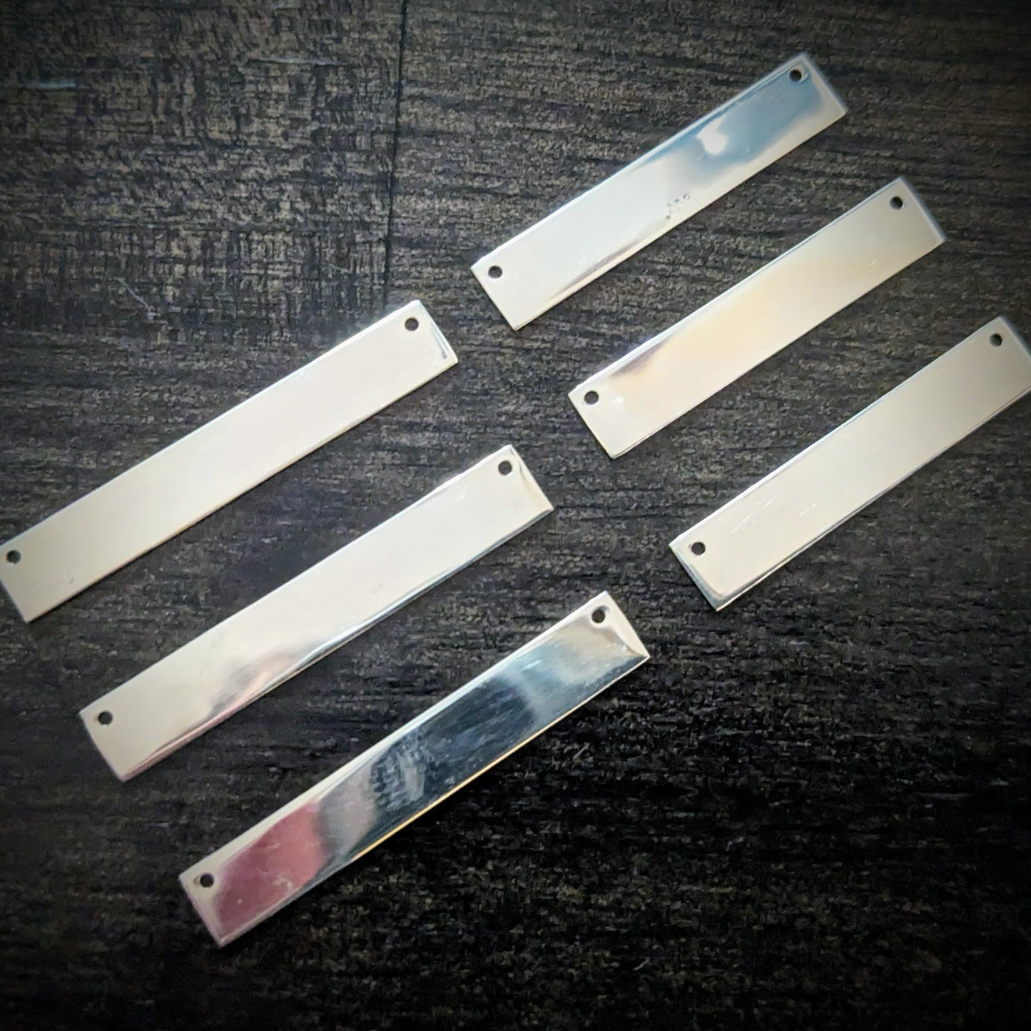 NEW! Stamping Blank, Sterling Silver, 24 gauge, 29mm long by 5.5mm high, RECTANGLE with (2) 0.9mm holes for Necklace