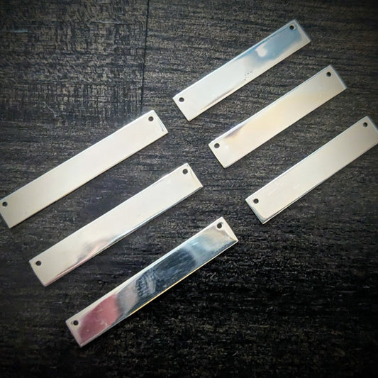 NEW! Stamping Blank, Sterling Silver, 24 gauge, 29mm long by 5.5mm high, RECTANGLE with (2) 0.9mm holes for Necklace