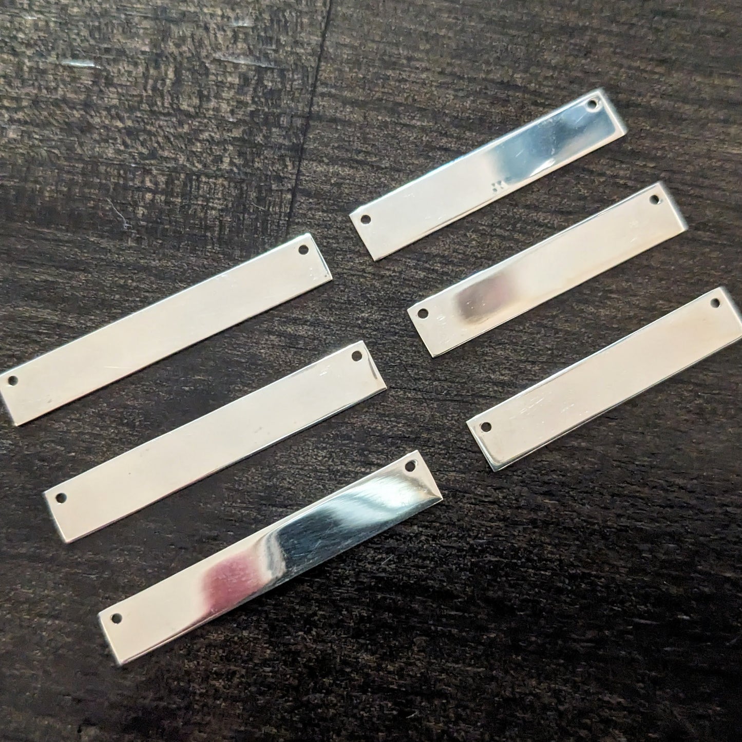 NEW! Stamping Blank, Sterling Silver, 24 gauge, 29mm long by 5.5mm high, RECTANGLE with (2) 0.9mm holes for Necklace