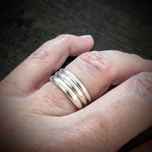 Bali Sterling Silver Stacking Rings or Circle Links, made of half-round wire, 2mm, 2.5mm & 3mm band widths, sold individually