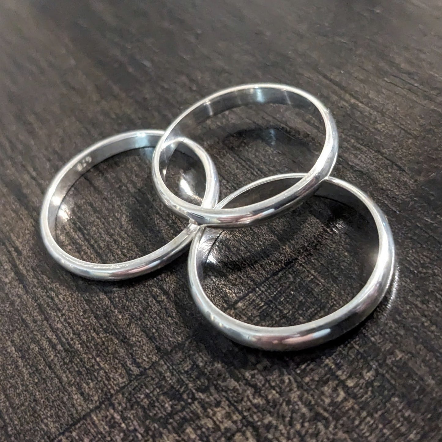 Bali Sterling Silver Stacking Rings or Circle Links, made of half-round wire, 2mm, 2.5mm & 3mm band widths, sold individually