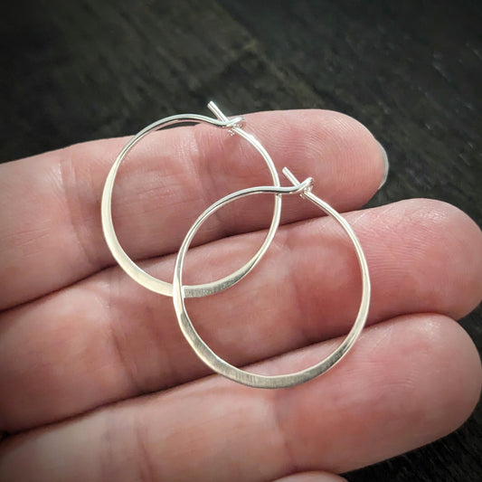 Bali Hammered Hoop Earrings, 25mm or 35mm sizes, 20 gauge - sold by the pair