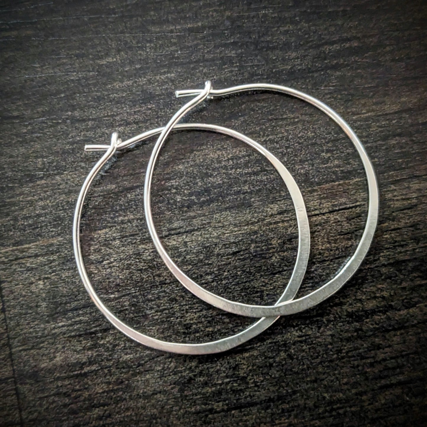 Bali Hammered Hoop Earrings, 25mm or 35mm sizes, 20 gauge - sold by the pair