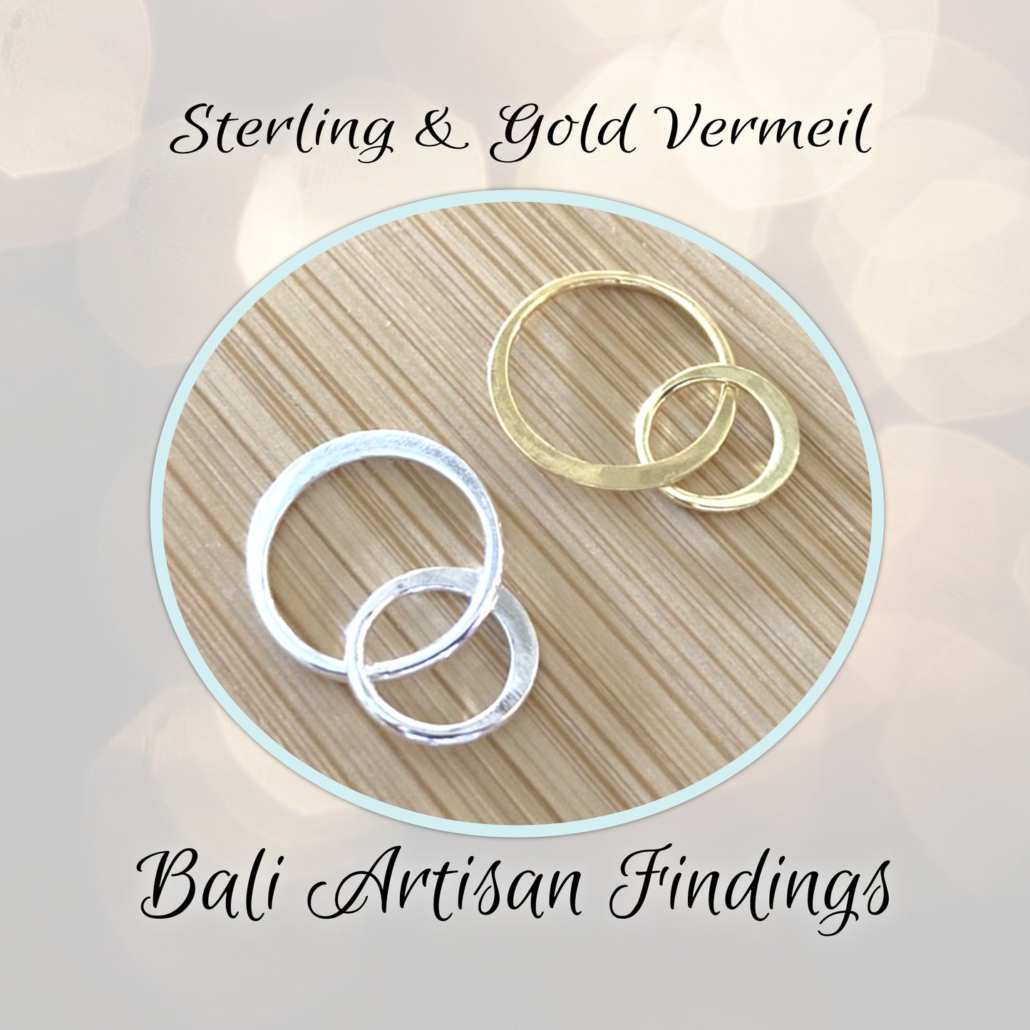 Bali Hammered Double Circle Links, Chandeliers - sold by the pair