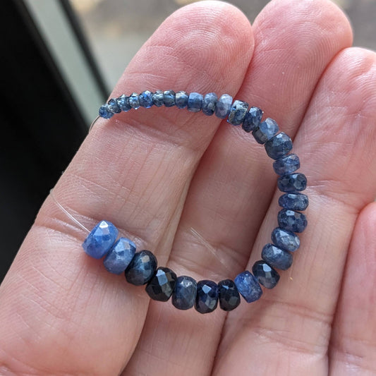 CLEARANCE Mixed-Blues Sapphire Faceted Rondelles, 3 inch strand, 2.5-5.5mm