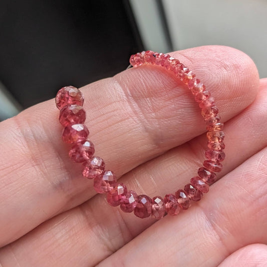 CLEARANCE Peachy Red Sapphire Faceted Rondelles, 2-3/4 inch strand, 2-5mm