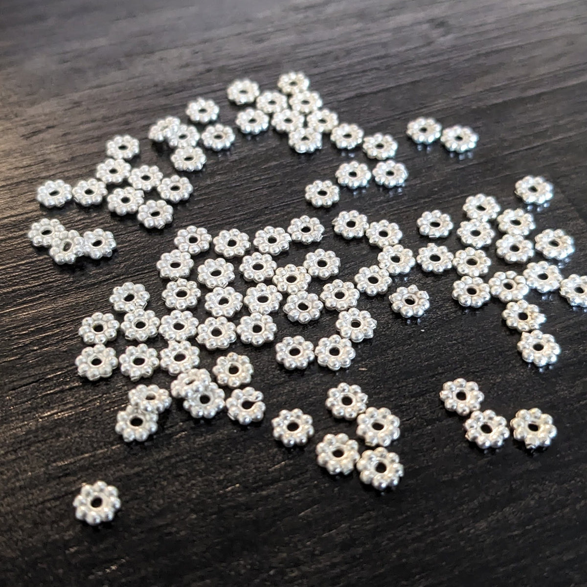 Brass Daisy Spacer Beads, 4mm diameter - sold in sets of 10