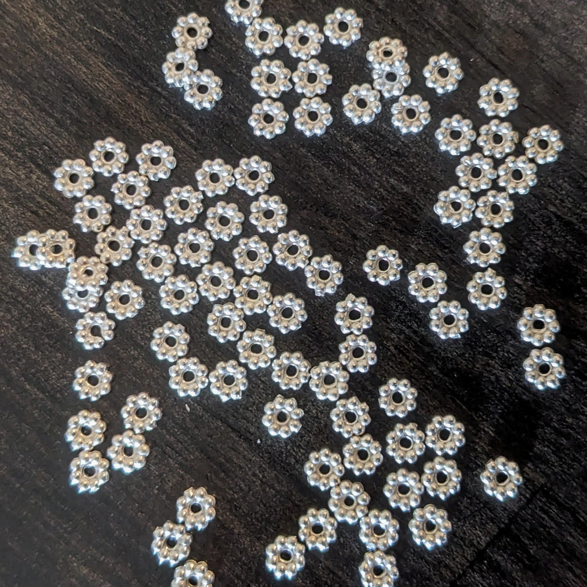 Brass Daisy Spacer Beads, 4mm diameter - sold in sets of 10