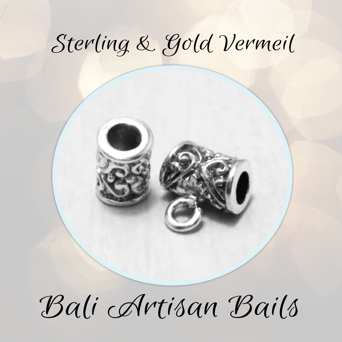 Bali Victorian SLIDER Bail with closed loop, 8mm x 5mm (2.5mm opening) - sold individually