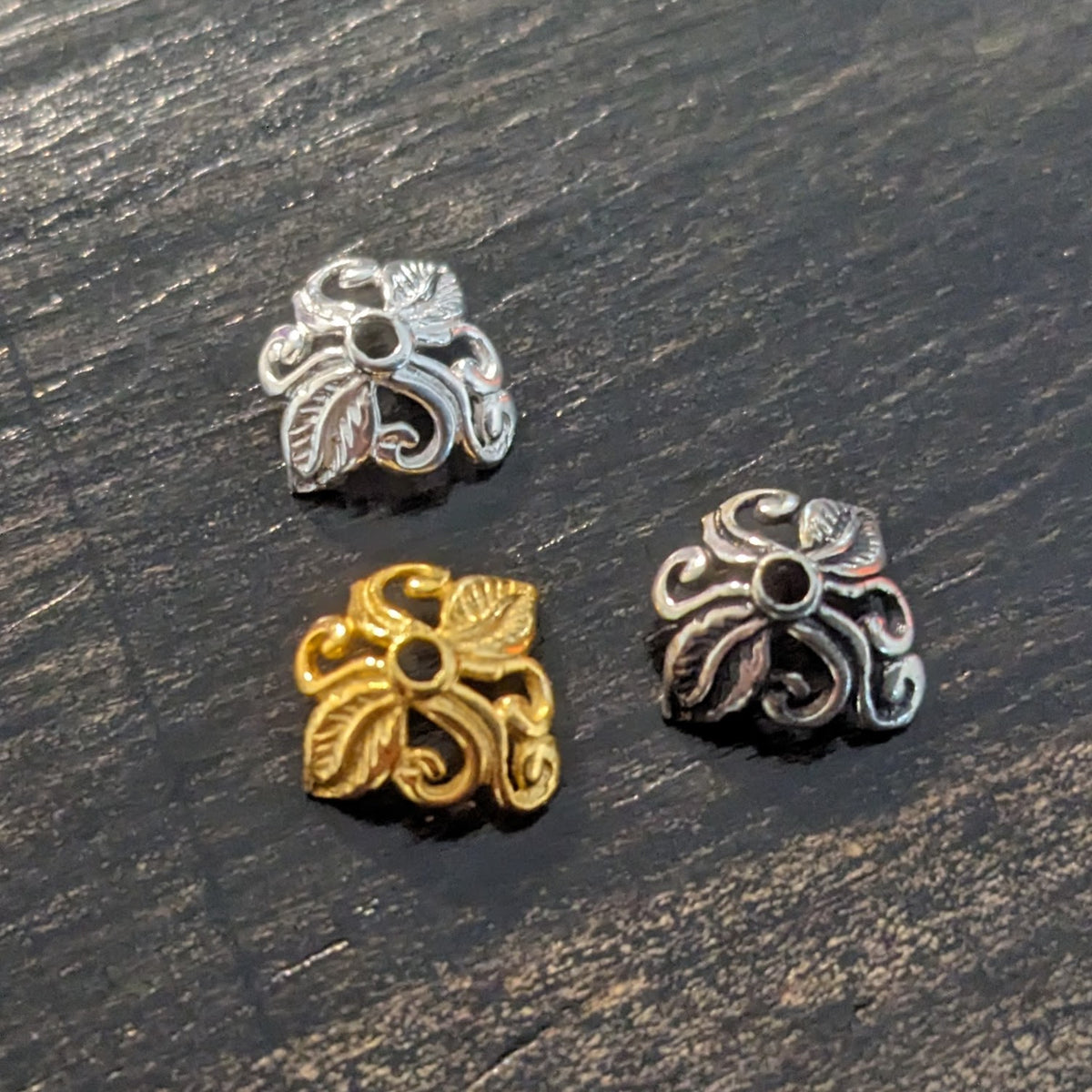 Bali Brass Vine Bead Caps Artisan-made supplies, 5mm x 9mm - sold by the pair