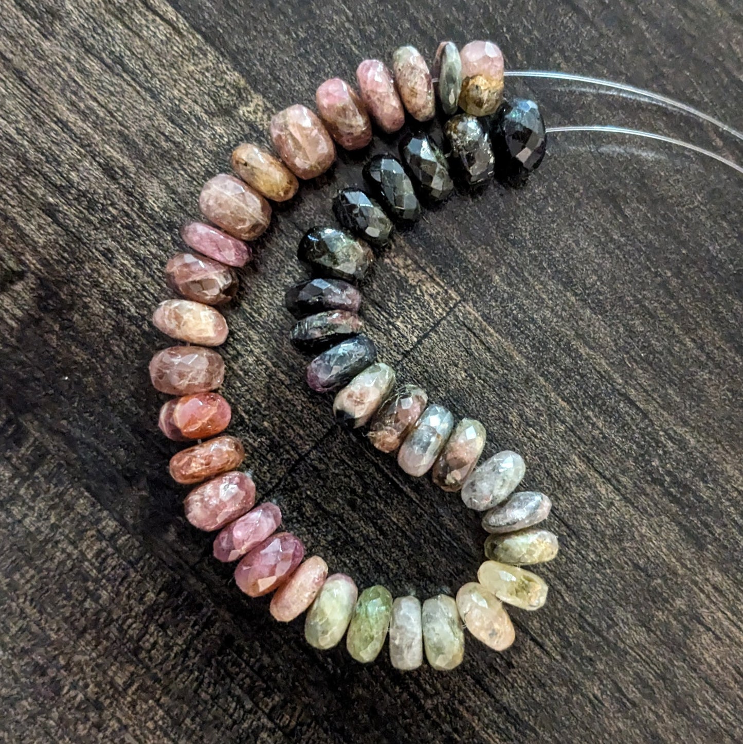 Watermelon Tourmaline Large Faceted Rondelle Beads, 6-3/4" strand, 8-8.5mm diameter